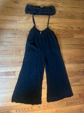 Anthropologie Black Wide-Leg Swim Coverup Jumpsuit
